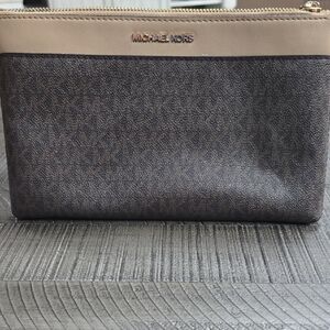 Michael Kors Black and Tan Toiletry Bag